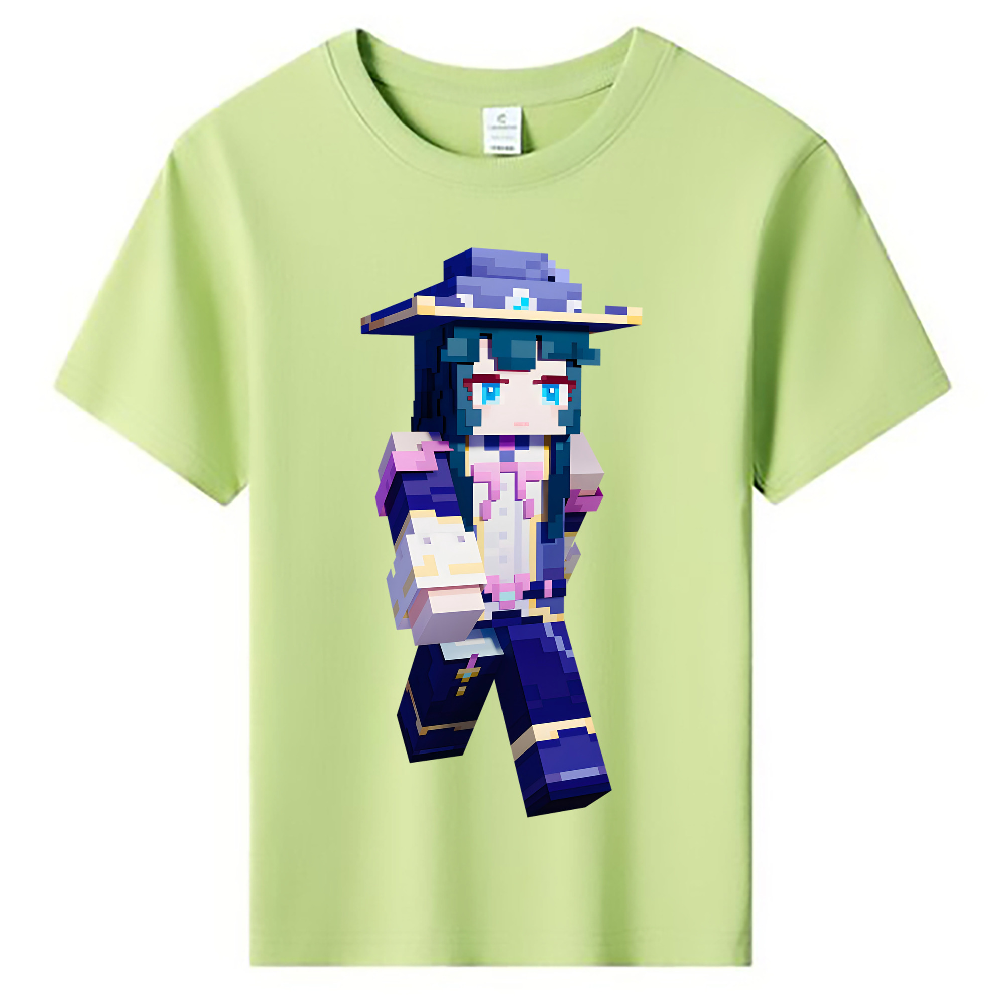 （画像用） マインクラフト ブロックの世界 Minecraft MC Block world 綿100％キッズTシャツ（フロントプリント）